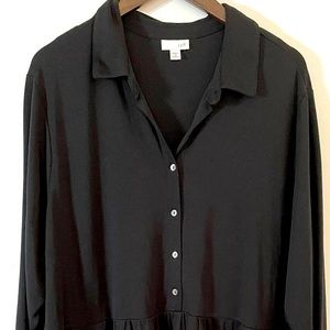 J Jill Black Button-Up Dress with Pockets Size 3X